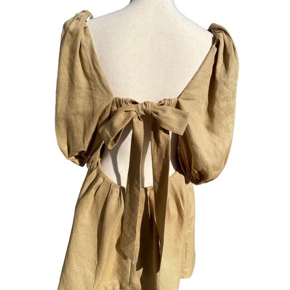 Zimmermann Mae Coquette Bow 100% Linen Tea Party Style Dress Size L - Picture 8 of 11